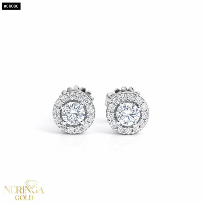 White gold gemstone earrings  #68086