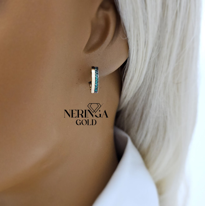 Rose gold english lock earrings #68216