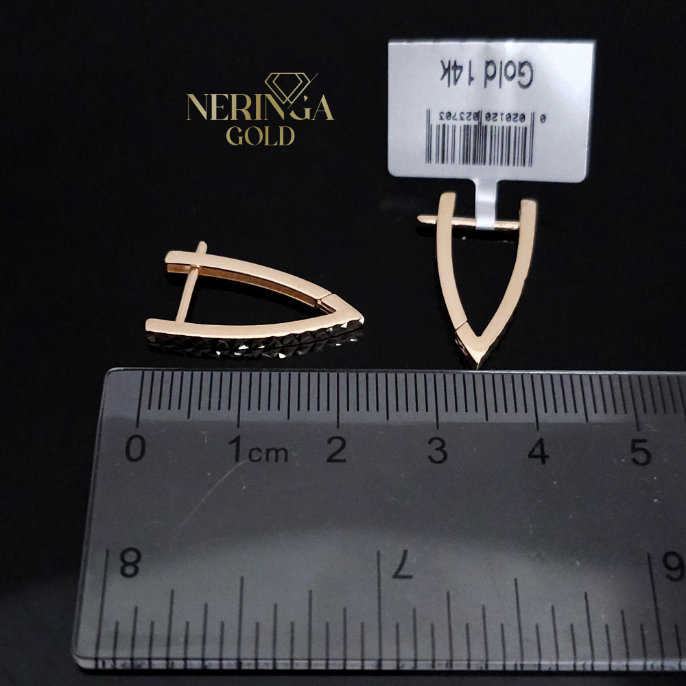 Rose gold english lock earrings #68213