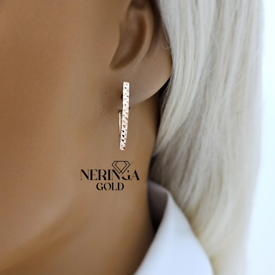 Rose gold english lock earrings #68213