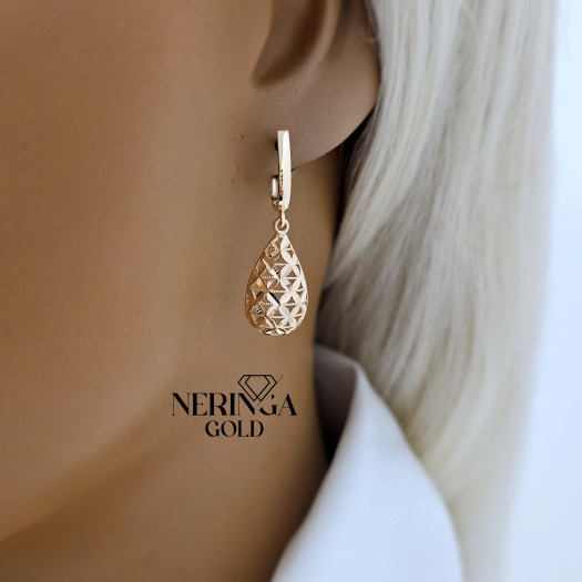 Rose gold english lock earrings #68214