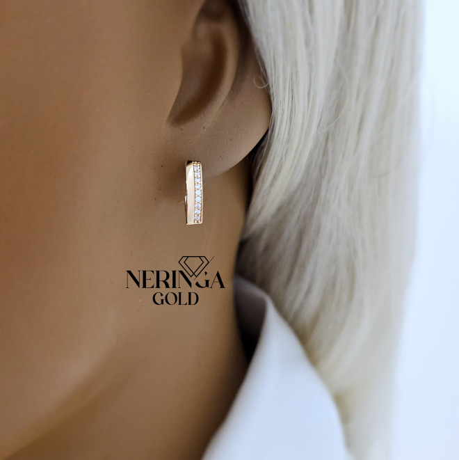 Rose gold english lock earrings #68217