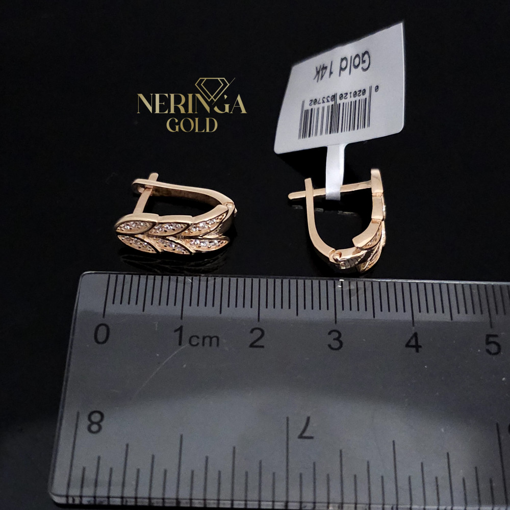 Rose gold english lock earrings #68222