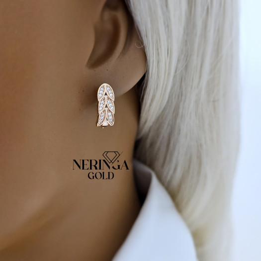 Rose gold english lock earrings #68222