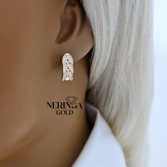 Rose gold english lock earrings #68222