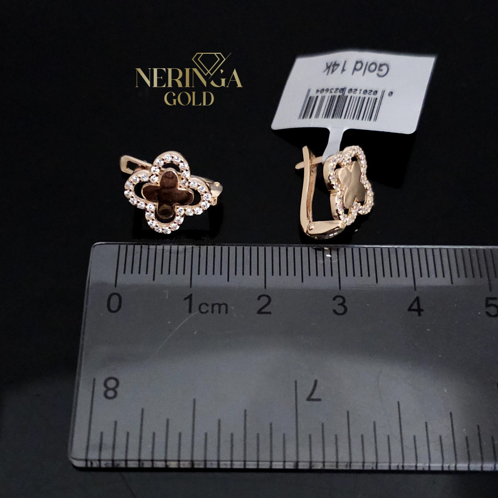 Rose gold english lock earrings #68223