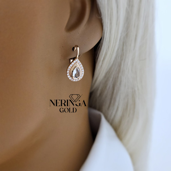 Rose gold english lock earrings #68224