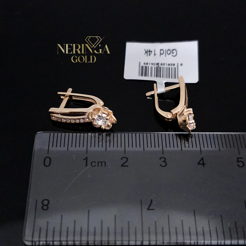 Rose gold english lock earrings #68225