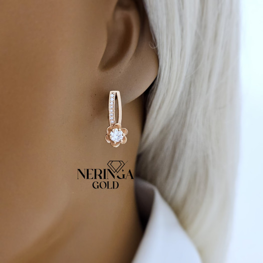 Rose gold english lock earrings #68225