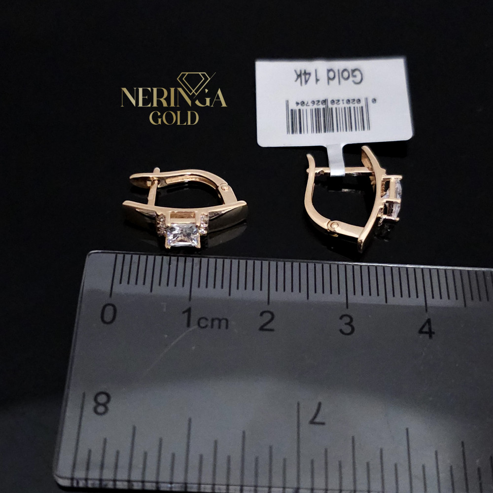 Rose gold english lock earrings #68221