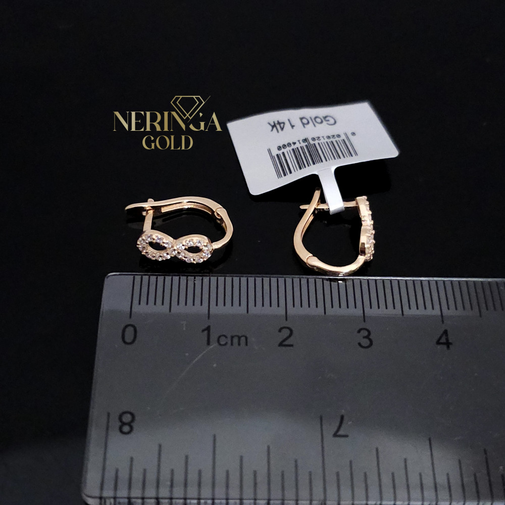 Rose gold english lock earrings #68226