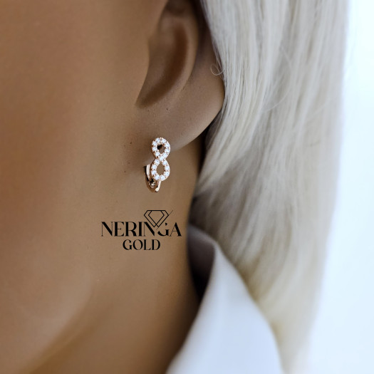 Rose gold english lock earrings #68226