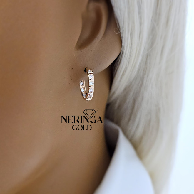 Rose gold hoop earrings #68218