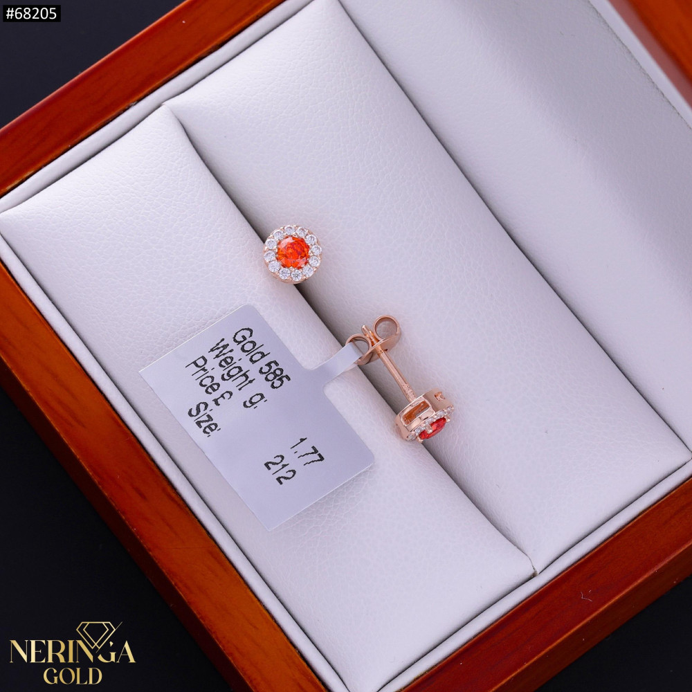 Rose gold stud earrings #68205