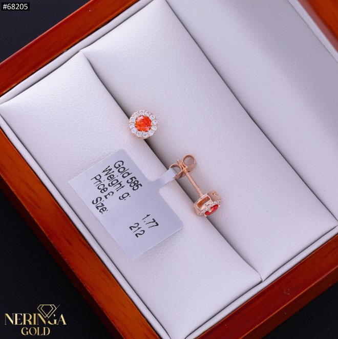 Rose gold stud earrings #68205