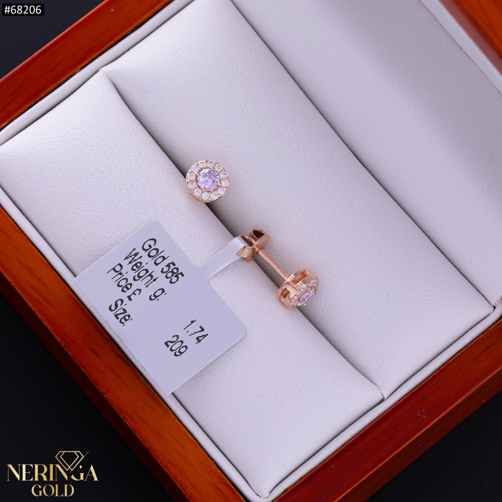 Rose gold stud earrings #68206