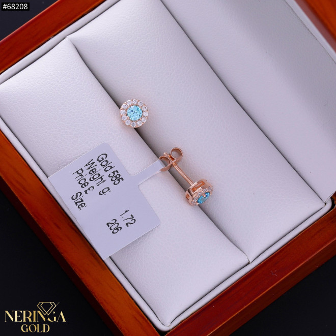 Rose gold stud earrings #68208