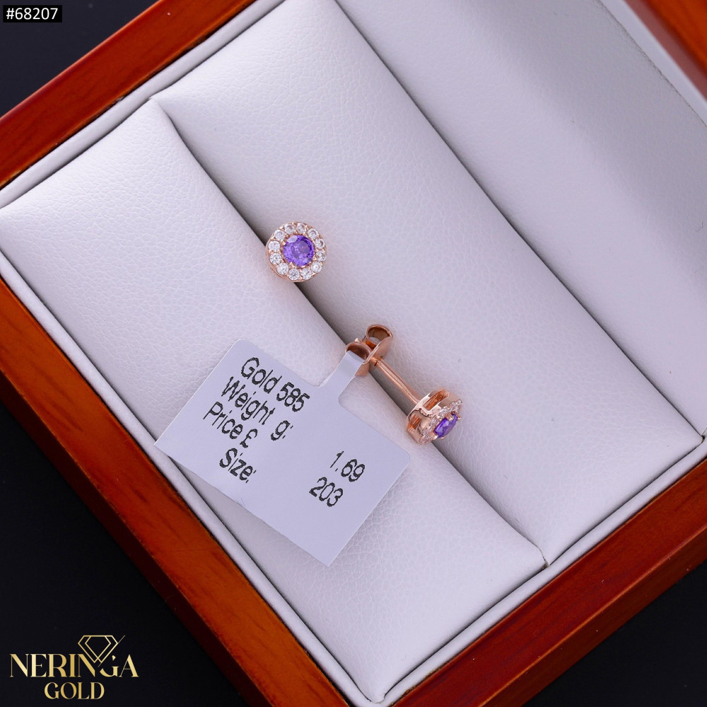 Rose gold stud earrings #68207