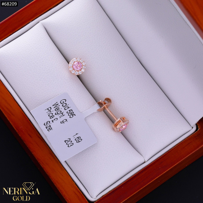Rose gold stud earrings #68209
