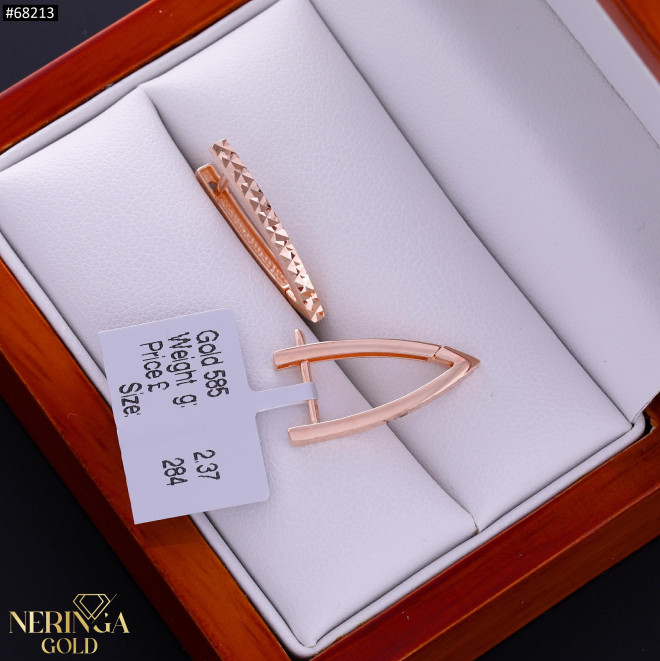 Rose gold english lock earrings #68213