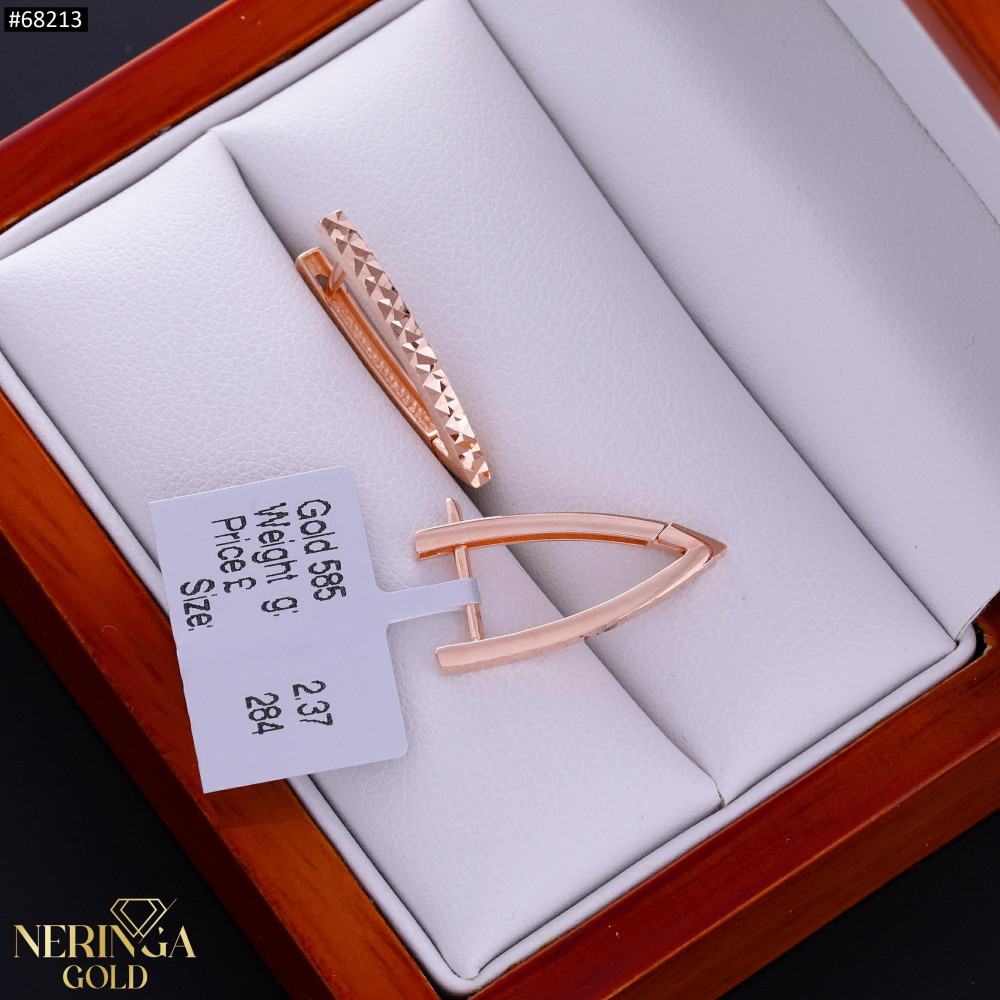 Rose gold english lock earrings #68213