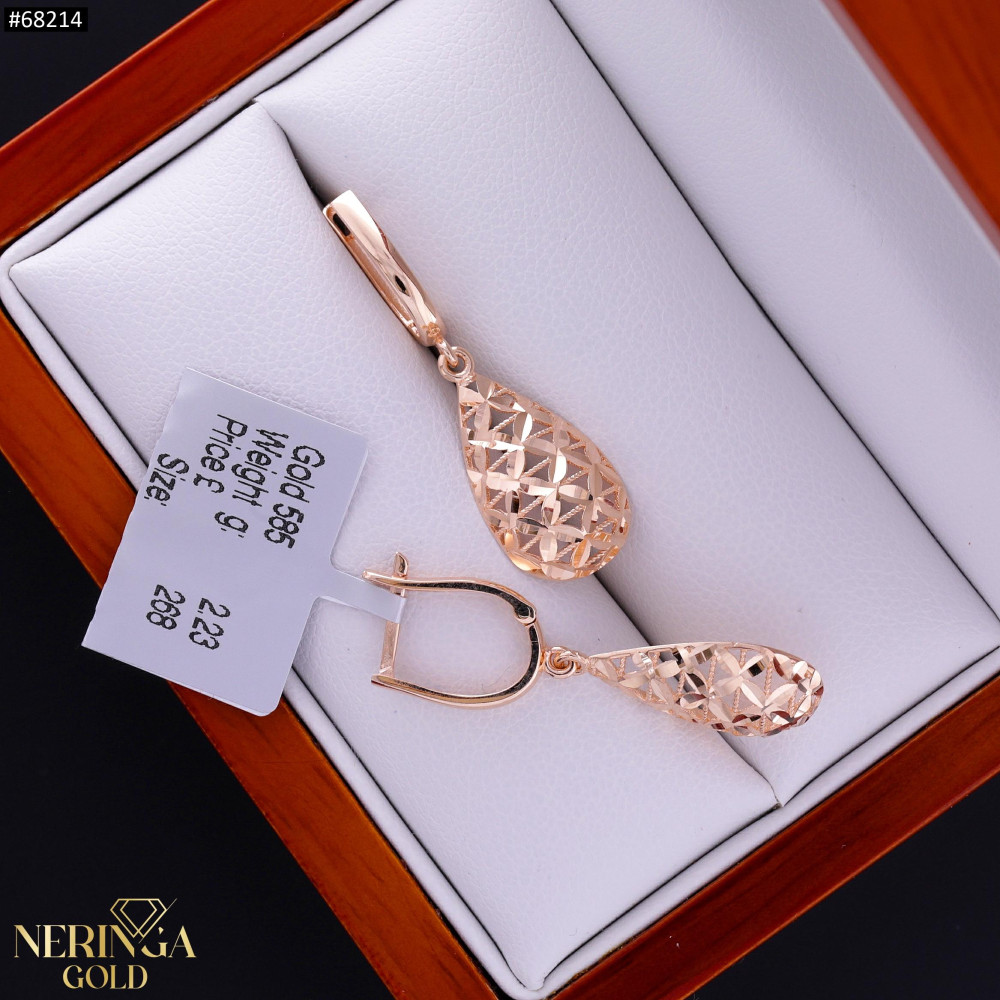 Rose gold english lock earrings #68214