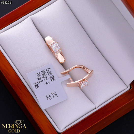 Rose gold english lock earrings #68221