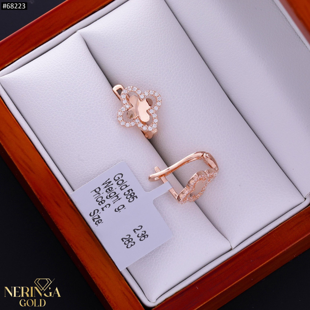 Rose gold english lock earrings #68223