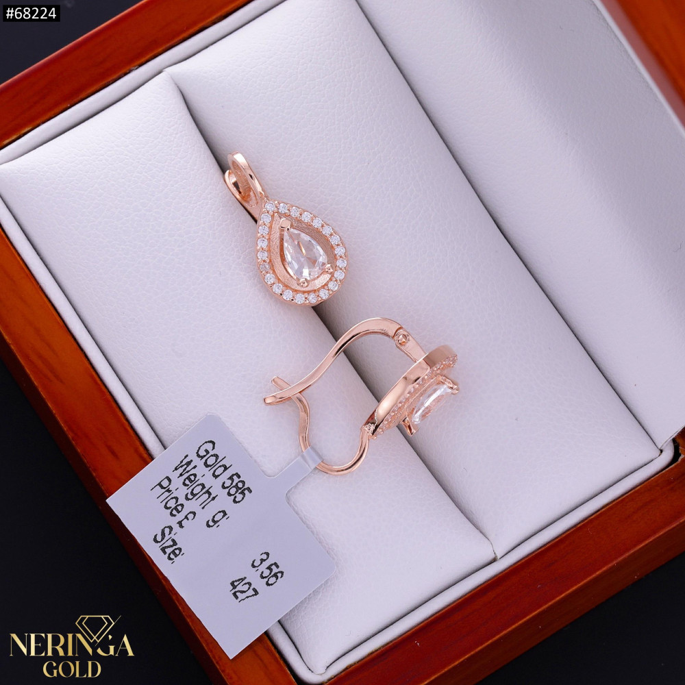 Rose gold english lock earrings #68224