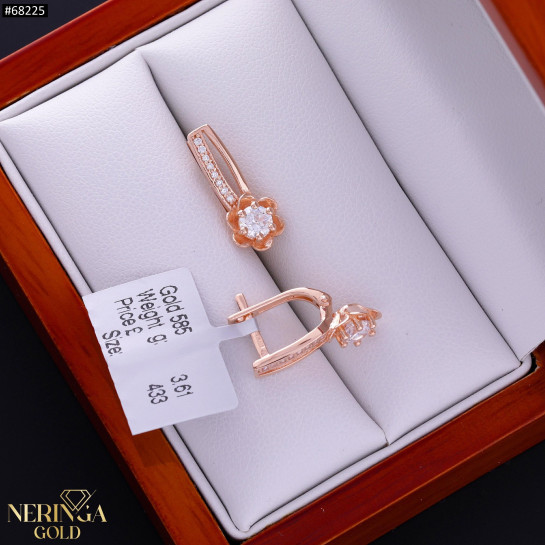 Rose gold english lock earrings #68225