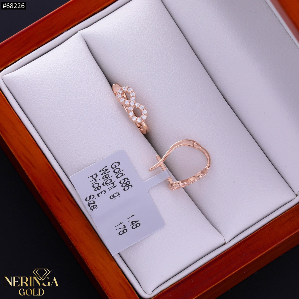 Rose gold english lock earrings #68226