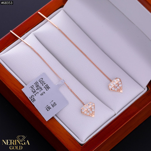 Rose gold earring #68353