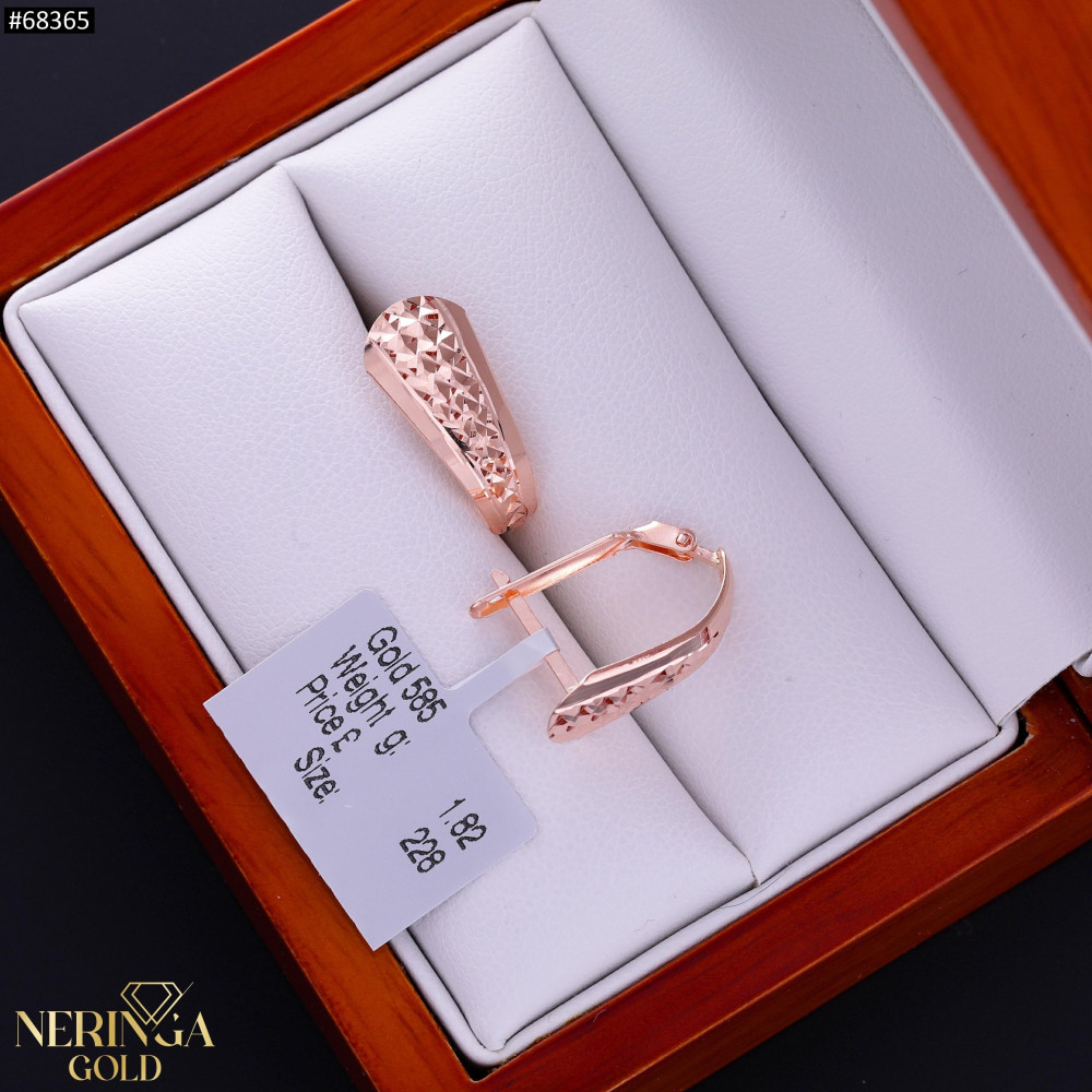 Rose gold english lock earrings #68365