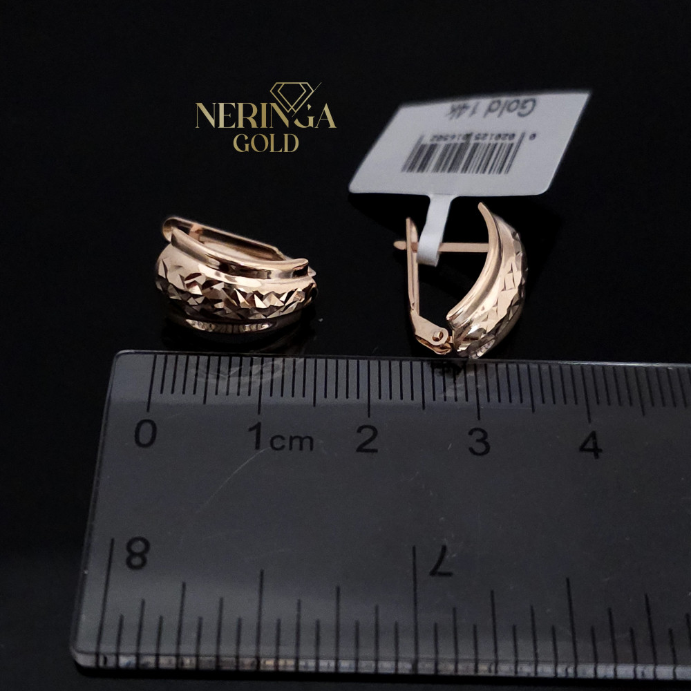 Rose gold english lock earrings #68364