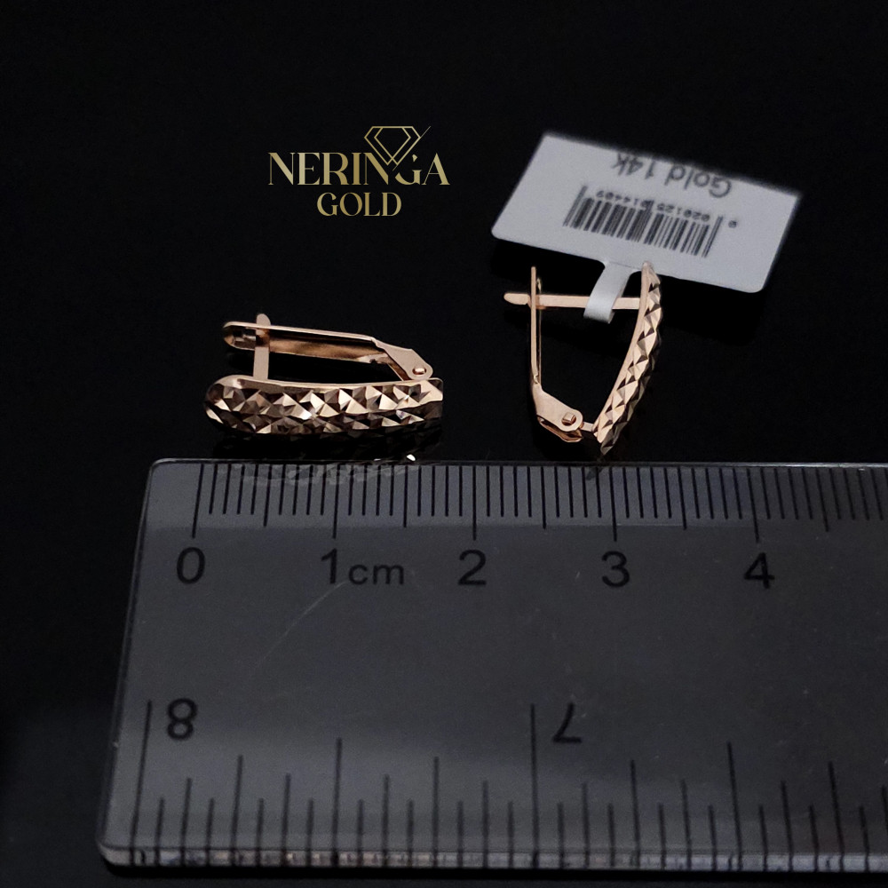 Rose gold english lock earrings #68367