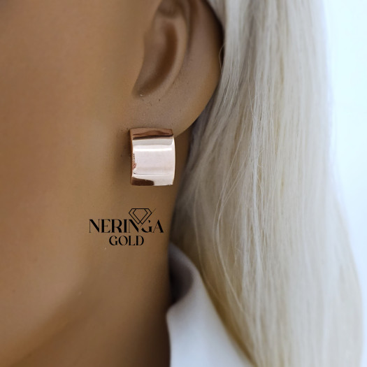 Rose gold english lock earrings #68363