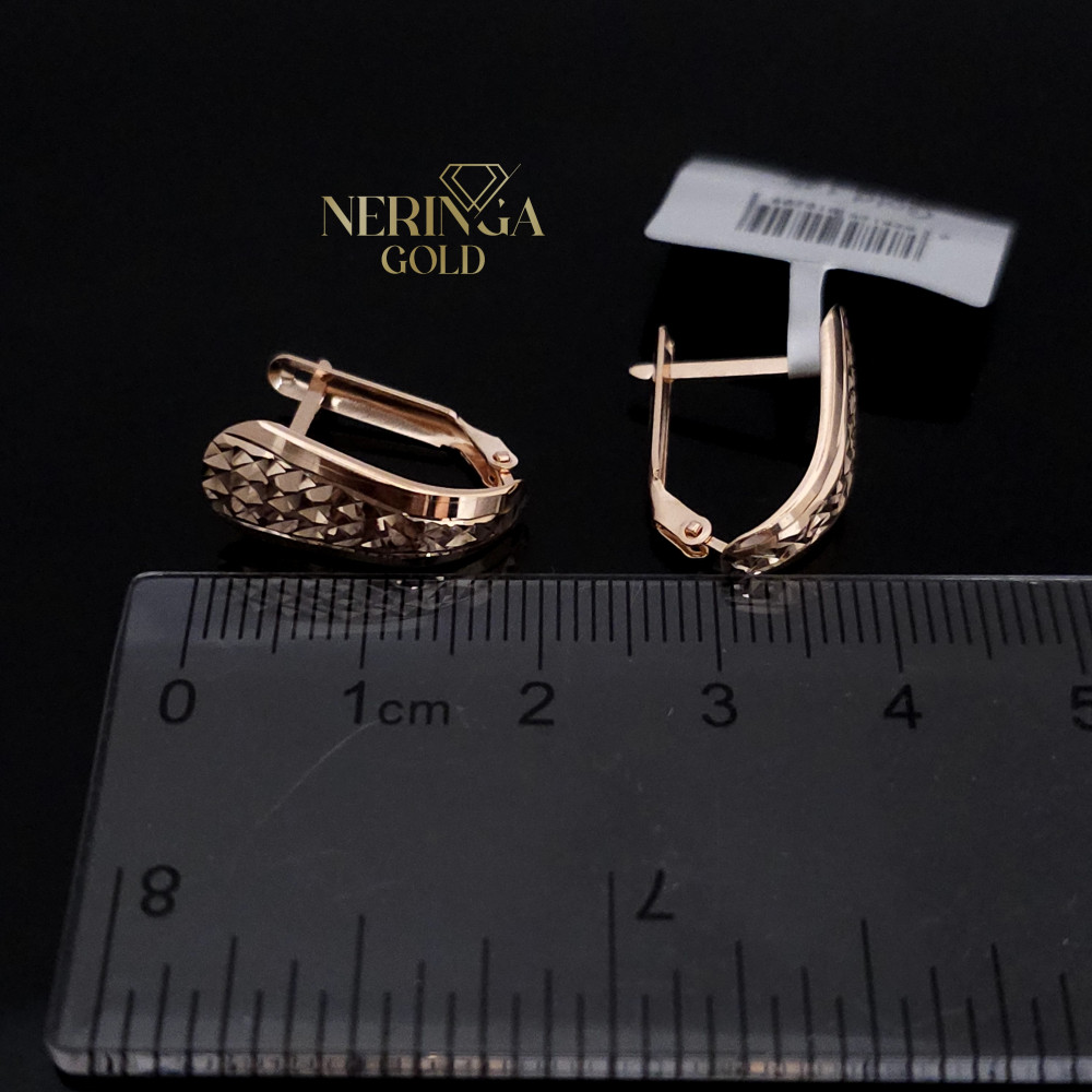Rose gold english lock earrings #68365