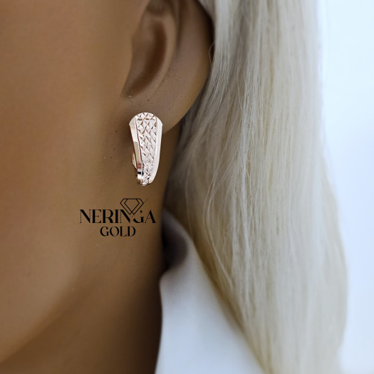 Rose gold english lock earrings #68365