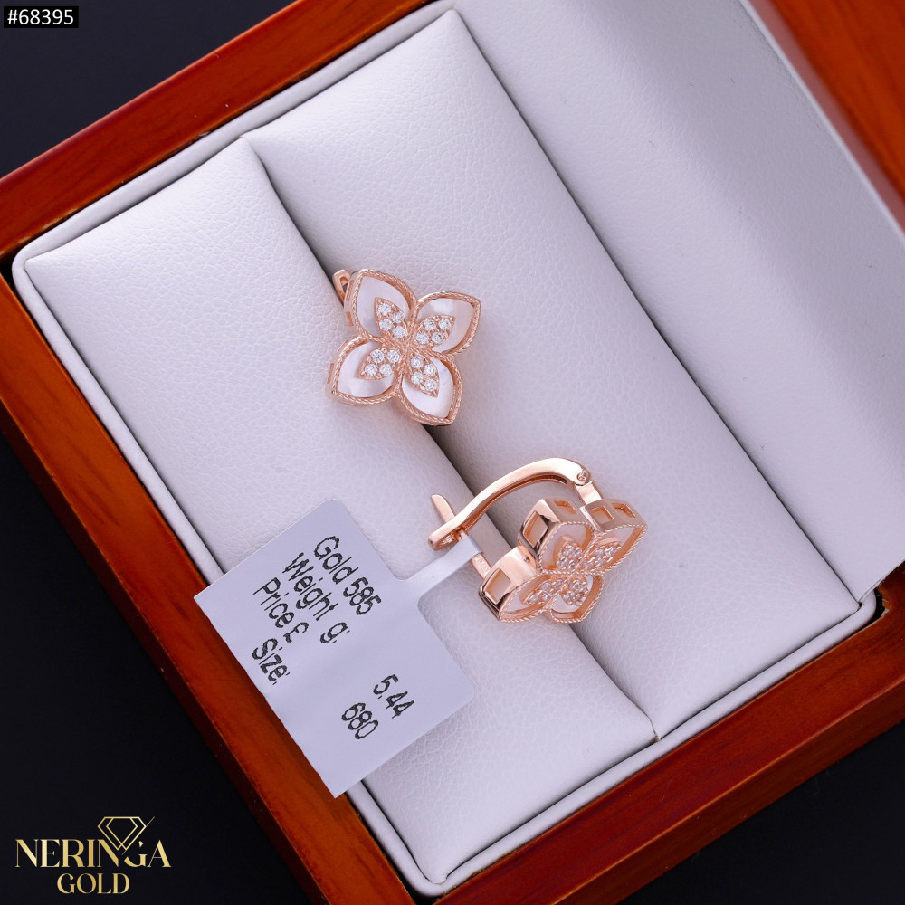 Rose gold english lock earrings #68395