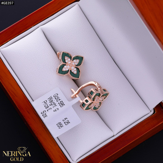 Rose gold english lock earrings #68397