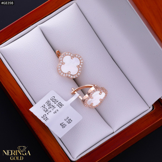 Rose gold english lock earrings #68398