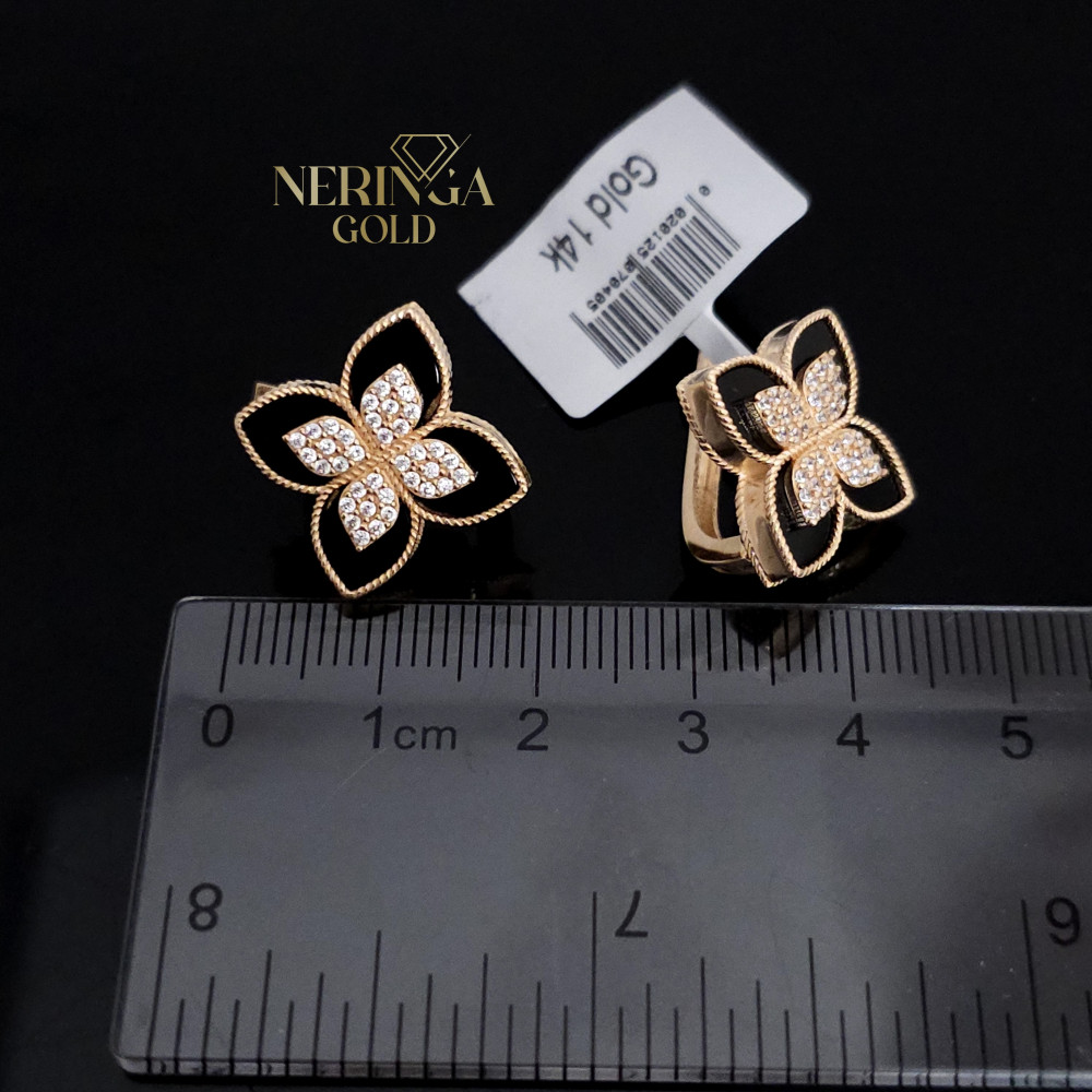 Rose gold english lock earrings #68525