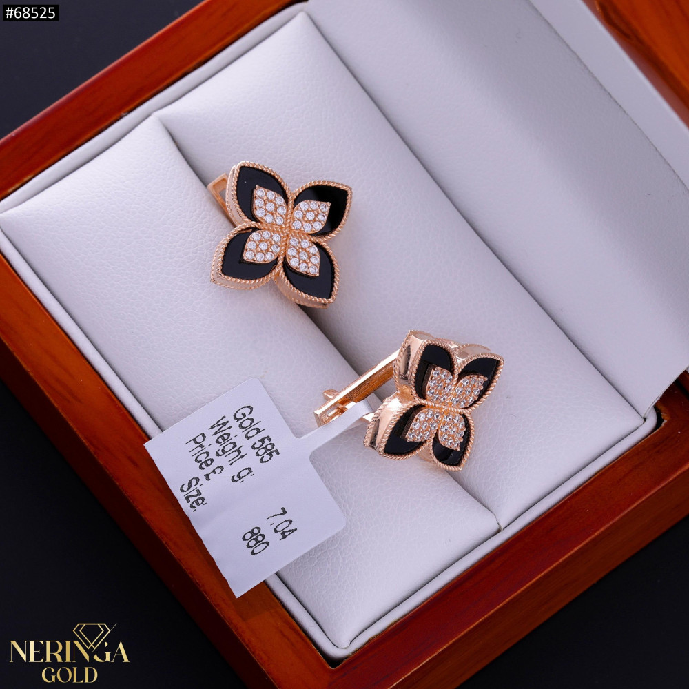 Rose gold english lock earrings #68525