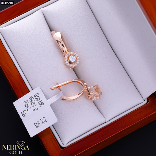 Rose gold english lock earrings #68598
