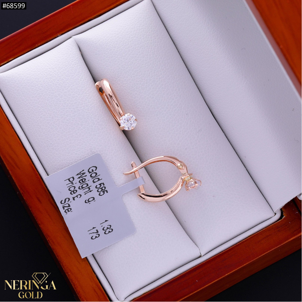 Rose gold english lock earrings #68599