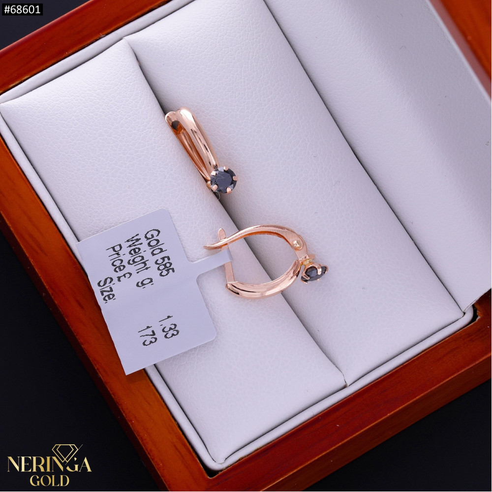 Rose gold english lock earrings #68601