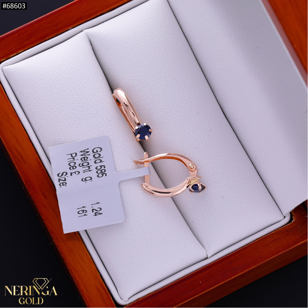 Rose gold english lock earrings #68603