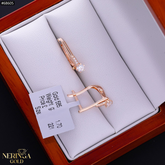 Rose gold english lock earrings #68605