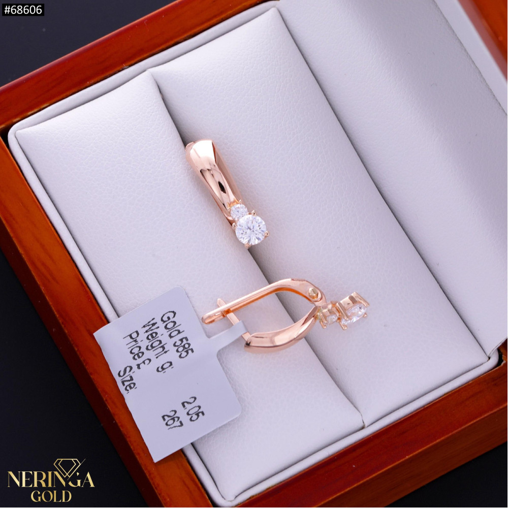 Rose gold english lock earrings #68606