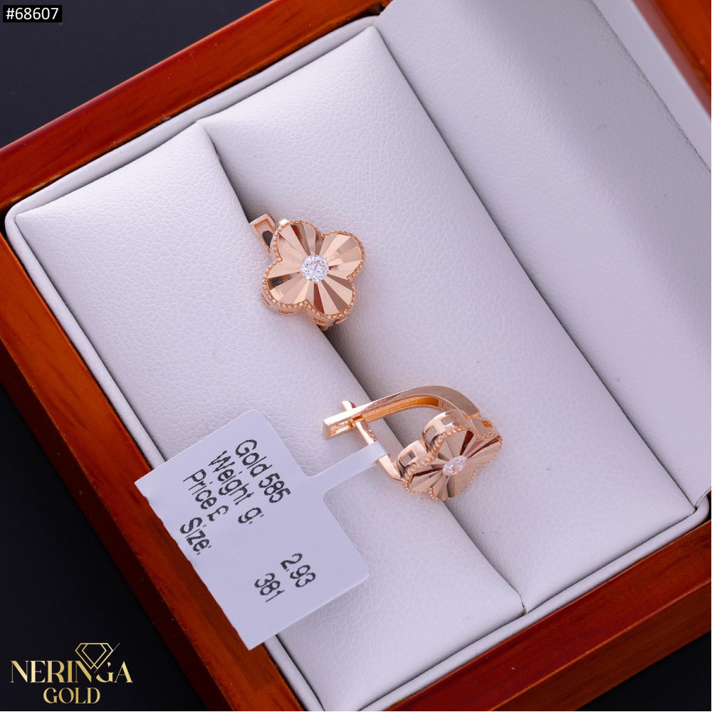 Rose gold english lock earrings #68607
